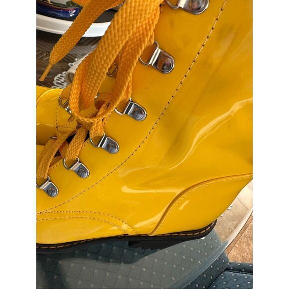 SunnyYellow Shiny Pleather Mid Calf Boot Size 9.5 - Picture 7 of 11